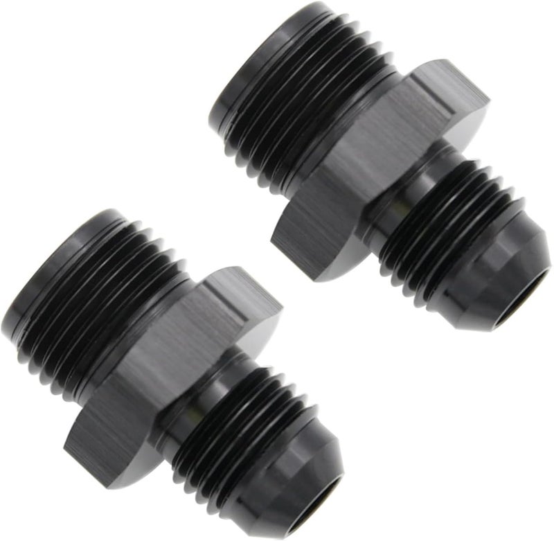 KRD PERFORMANCE Aluminum -6AN AN6 Male Flare to 11/16 x 18 Thread Inverted Seat Adaptor Fittings Male Inv Flare Connector, Black, Pack of 2 - Image 3